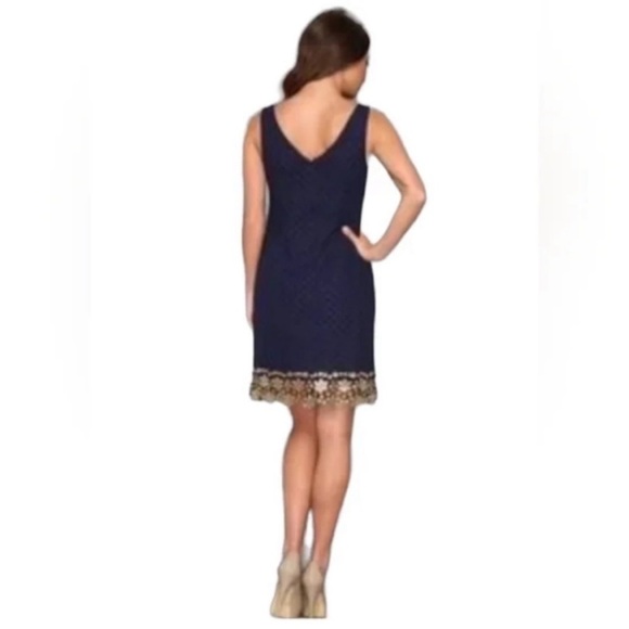 Lilly Pulitzer Dawson Navy Blue and Gold Dress - Picture 2 of 8